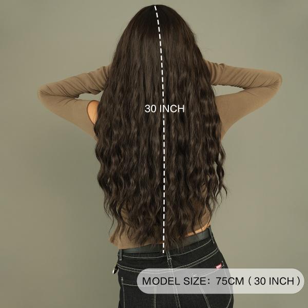 Fashion Long Deep Wave Hair Natural Black Synthetic Wigs For Women