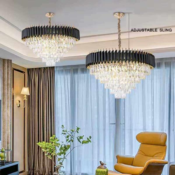 Luxury Round LED Chandelier Lights 3000K Living Room Crystal Chandelier Lighting