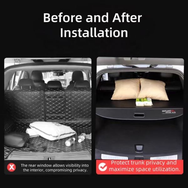 Luxury Rear Trunk Cargo Cover for Mitsubishi Outlander/Eclipse Cross Retractable Luggage Shade Privacy Shield Canvas/Leather OEM