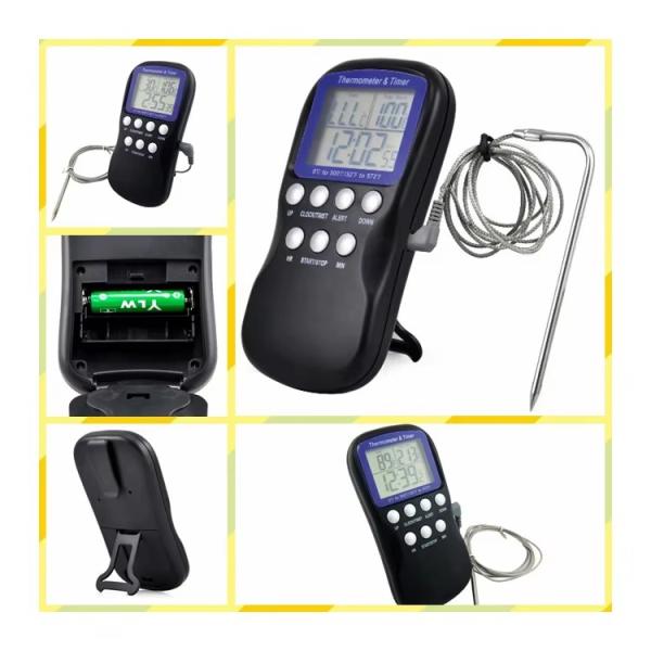 DTH-11 -50 To 300℃ Digital Food Cooking Thermometer, Alarm Kitchen Thermometer With Timer Function For Meat, Milk, Grill, Oven, Smoker, Barbecue