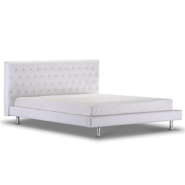 White Practical Queen Size Upholstered Bed , Multipurpose Small Queen Bed