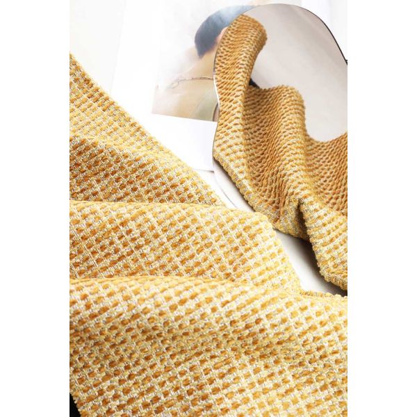 Multi-tonal 3D Plaid-textured Pattern Chenille Fabric For Sofa