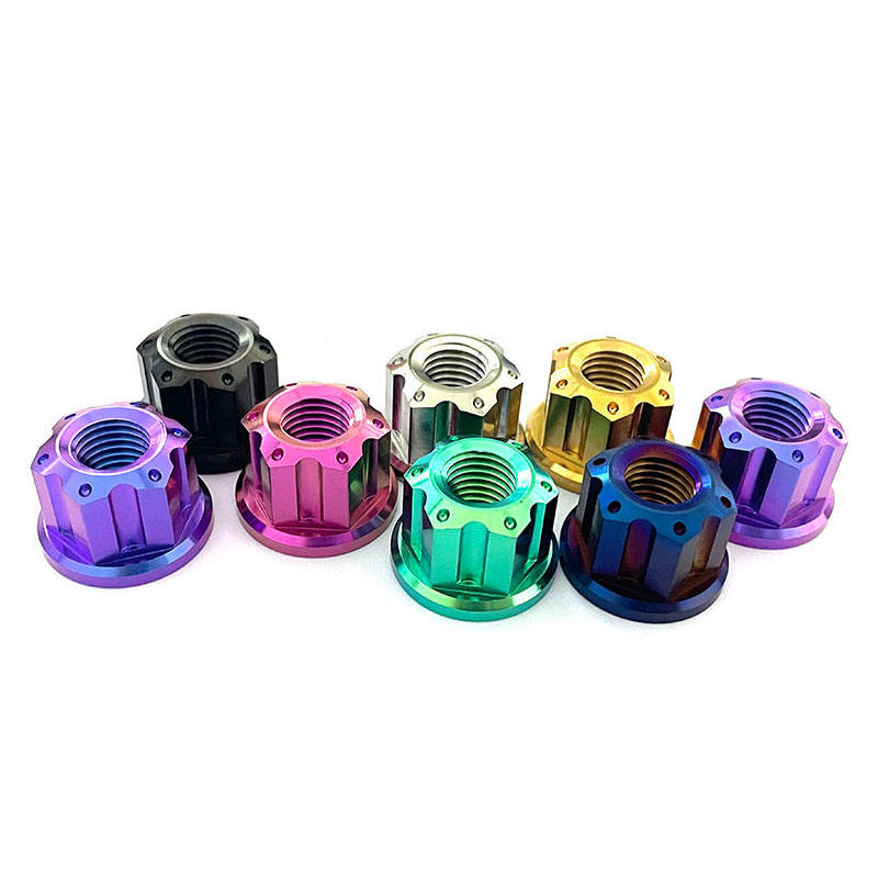 Titanium Alloy Hex Flange Nut Gr5 Ti6 CT4 Motorcycle M5-M14 CNC Hexagon Head Nuts