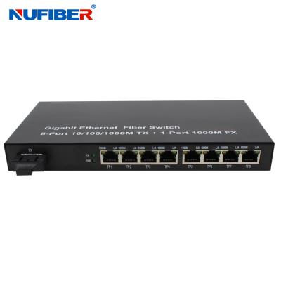 1000M 8 Port Rj45 Fiber Ethernet Switch 1310nm 20km OEM ODM Supported IPC Camera Fiber Ethernet Switch