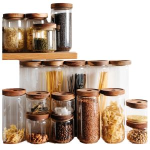 Nordic Design Square Borosilicate Glass Jar With Flip Top Lids Moisture Proof