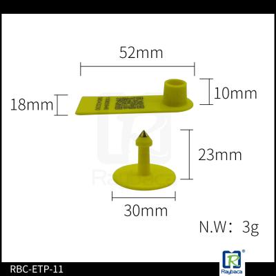 Livestock Management Visual Ear Tag Yellow Color Two Side Stable Distance Recognition