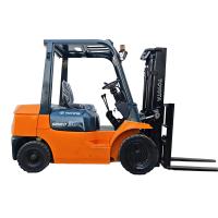 Used 3-Ton Toyota 7F Manual Forklift with Center Cylinder and Orange Paint, Offering a Compact and Reliable Solution for Material Handling in Limited Spaces