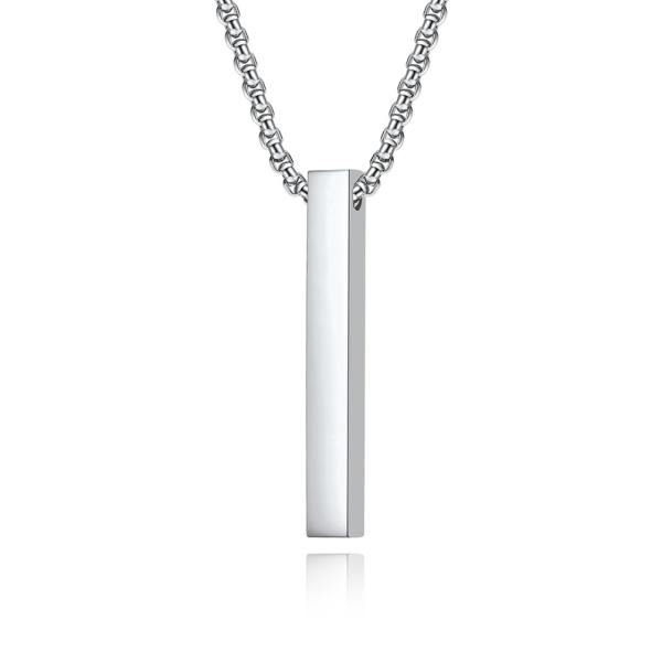 Fashion Jewelry Men's Cuboid Stainless Steel Necklace Stainless Steel Cross Pendant Chain Necklace for Men Women 22-24 Inches