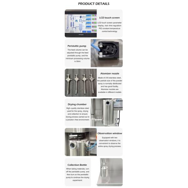 Лабораторная стальная мини-машина для сушки молока, кофе, фруктовых соков