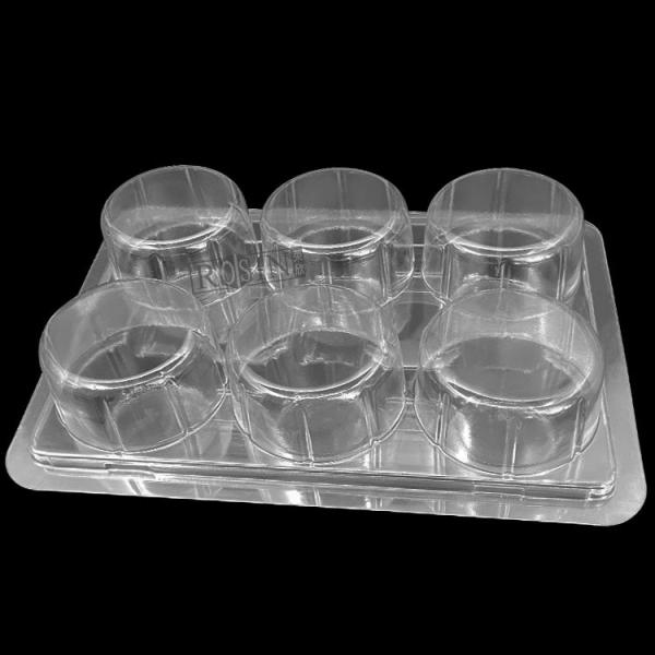 Customized 6 Hole Clear Hinged Cupcake Containers Rectangle With Lid
