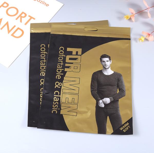 Custom Printed Clear Underwear Packaging Bags with Hang Hole Multi-layer Zipper Heat Sealable Bag