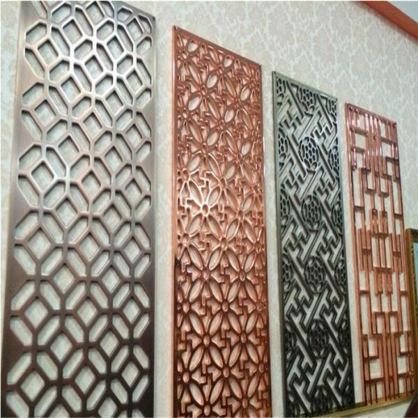 laser cut screen room divider panels with bronze gold rose goldblack PVD color