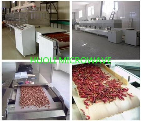 Tunnel Microwave Drying Machine Sterilizing Equipment For Nuts / Pet Food / Meat