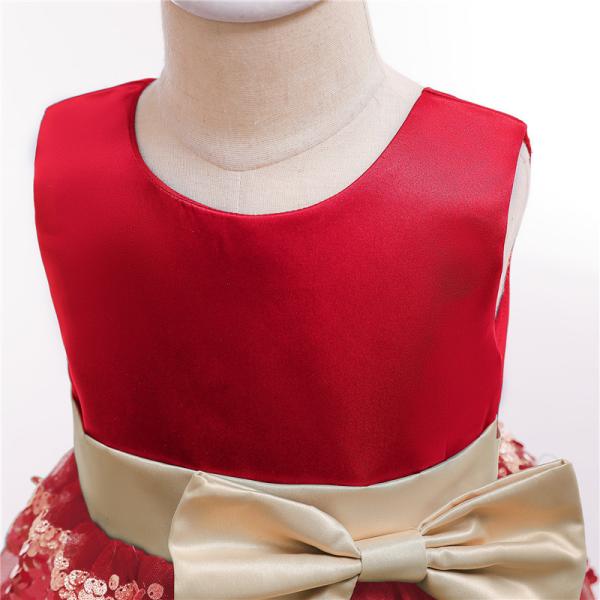 Polo Dress Beige Bow Belt Wave Dress Sequin Princess Girl Dress My First Christmas Girl Ropa Niñas Girls Christmas Dress
