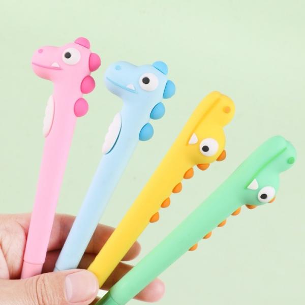 Unique Design Cartoon Crocodile Dinosaur Silicone Gel Pens for Kids