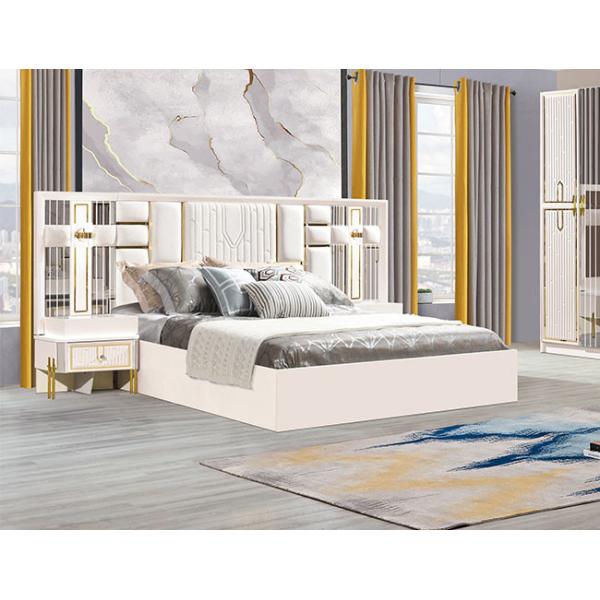Durable MDF White Wood Bedroom Sets Furniture model 861 Luxury King Size