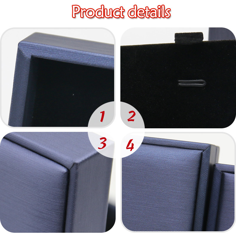 Luxury Double Ring Necklace Jewelry Box Set Elegant Blue PU Leather Material