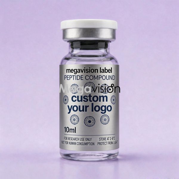Custom Factory 3ml 5 ml 7ml 10 ml Vial Labels Lab Research Peptide Vinyl Stickers for Vial Glass Bottle Healthcare Packaging