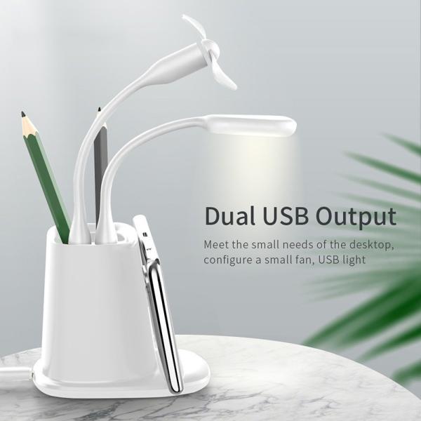 Заряжатель двойного организатора стола 7.5W гавани USB беспроводной с держателем ручки