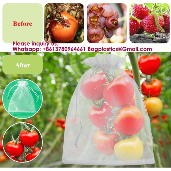Garden Fruit Protection with Drawstring Reusable Netting Mesh Bags Fruit Netting Bags Fruit Trees Fruit Cover Mesh Bag With Drawstring, Netting Barrier Bags Grapes Mango Fruit Trees Veggies Garden