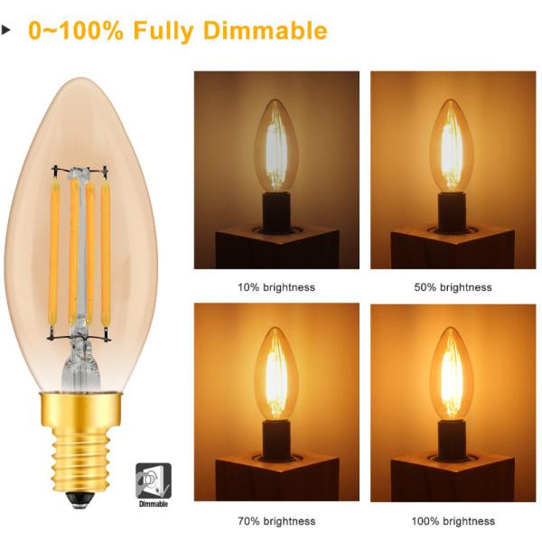 Candelabra Edison Screw Base E12 E14 Vintage Filament Bulb C35 2700k Warm White