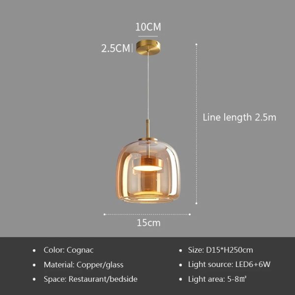 Nordic Glass Led Pendant Light Light Luxury Smoke Grey Hanging Light（WH-AP-677）