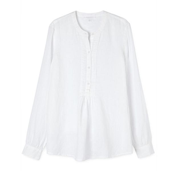 Simple White Pure Muslimah Linen Blouse Women Ladies