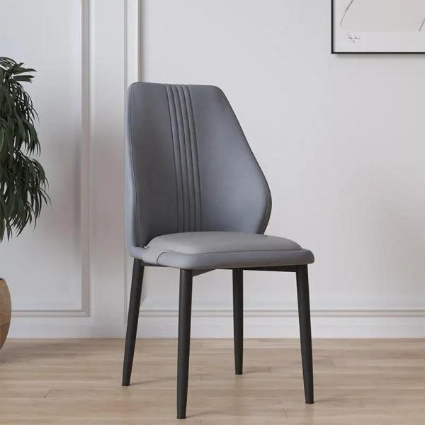 Modern Upholstered Dining Chair Synthetic Leather Metal Legs