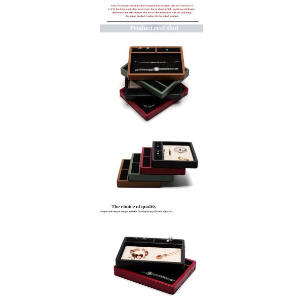 Display plate de joyería de cuero de PU de múltiples compartimentos para pendiente de anillo