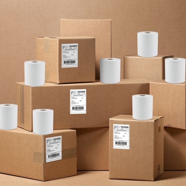Waterproof Thermal Shipping Labels 100x150mm White Direct Thermal Stickers
