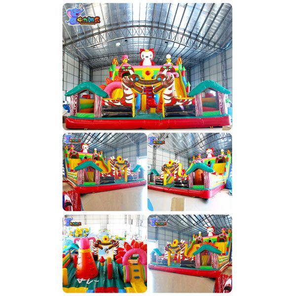 ODM Cartoon Interactive Inflatable Bouncy Castle Big Slide For Small Garden