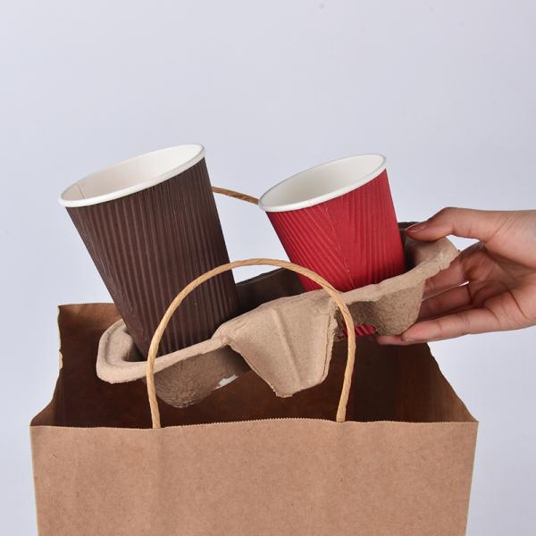 Coffee Holder Custom Paper Pulp 2/4 Cup Hot Drink Cup Carrier Tray Pulp Cup Holder