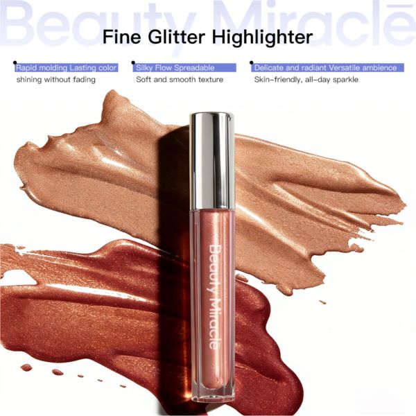 Private Label Waterproof Long Lasting Oil Cosmetics Cream Shimmer Face Body Liquid Highlighter Makeup