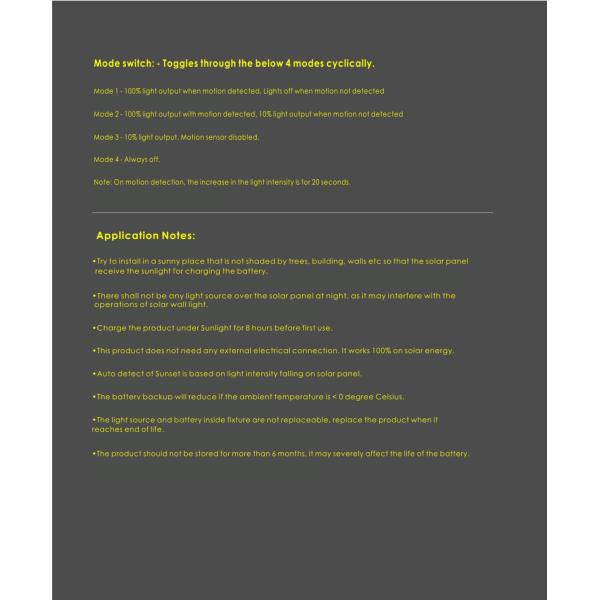 30000 Hour Working Lifetime 400lm 0.5W/1.5W/3W LED Solar Sensor Wall Light for Garden