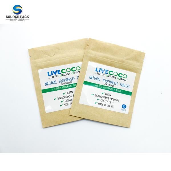 Embalaje de alimentos Bolso vertical, cremallera, bolso de papel Kraft, ecológico, biodegradable