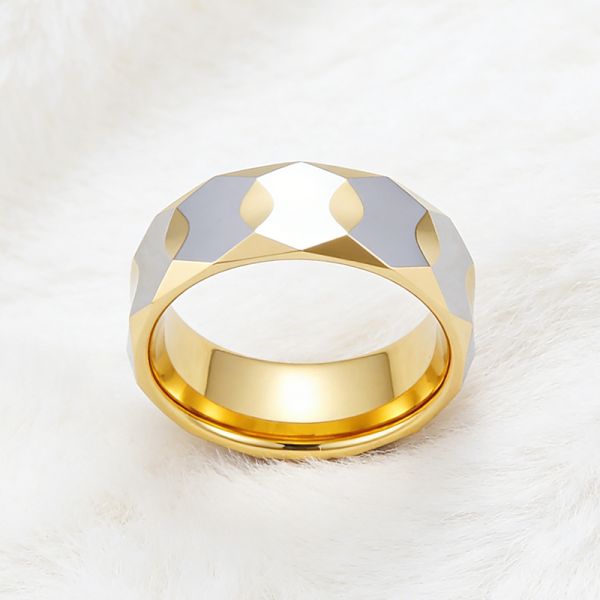 High-Hardness Tungsten Wedding Band Ring with Long-Lasting Luster and Trendy Color-Blocking for Men and Women