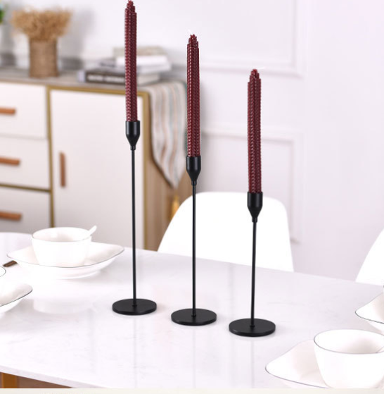 Wholesale simple 3 piece set rose gold metal candlestick holder for home wedding decoration