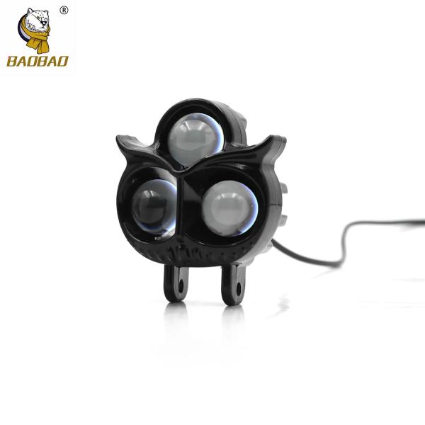 Owl Light 3 Eyes White Yellow Dual Color Flash Plastic Iron Aluminum LED Fog Light Headlamp For Motor