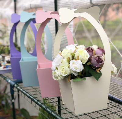 Rose Bouquet Packaging Boxes Foldable Hanging Florist With Handle Fresh Custom Flower Box