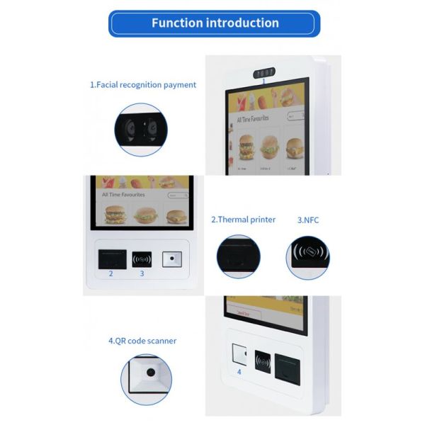 Touchwo 10-Point Capacitive Touch Screen Kiosk with 1920x1080 Resolution and Wall Mount for Self Ordering and Payment