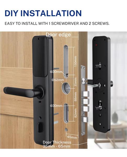 Tuya Smart Door Lock with Fingerprint WiFi Bluetooth for Wood Steel Doors