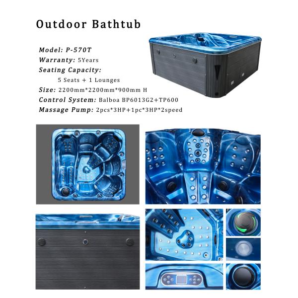 Спа джакузи массажа ЕВРОПЕЙСКОГО квадрата 6 человеков виллы роскошного на открытом воздухе