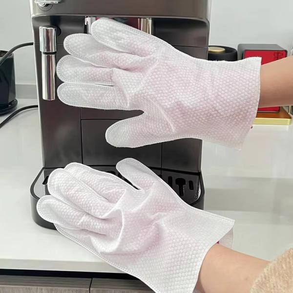Gants à usage unique non tissés blancs Gants à usage unique en tissu spunlace