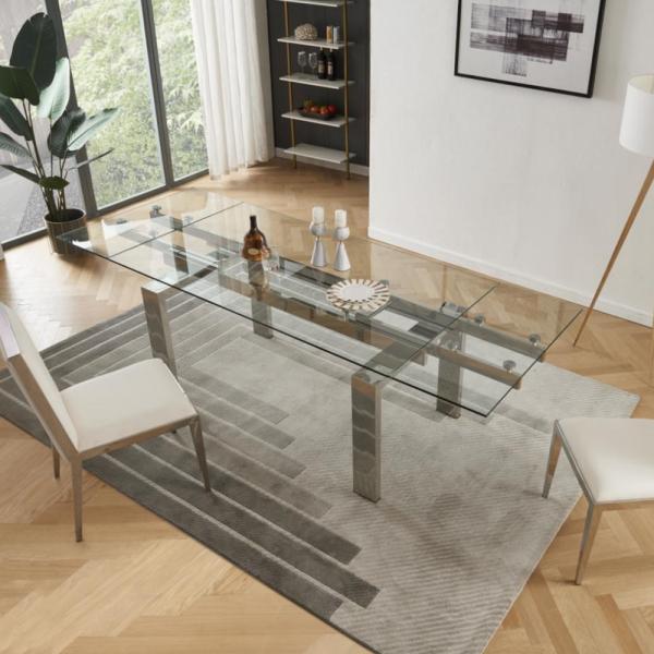 Fashion  Living room Furniture  Western Style  Tempered Glass Dinning Table Sets