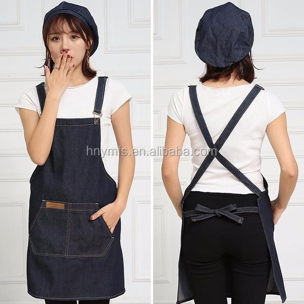 Eco-friendly Waterproof multifunctional Denim Work Apron Adjustable Bib Apron Unisex  Cooking Aprons