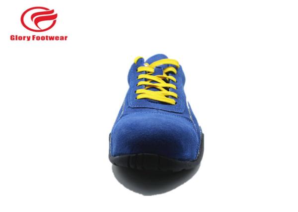 Blue Shine With Yellow Breathe Sport Safety Shoes , Office Men'S Athletic Safety Shoes