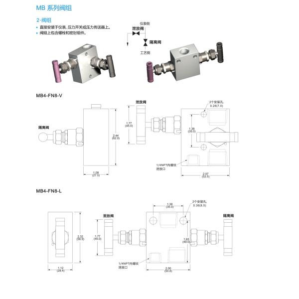 6000psi MA MB Needle Control Valve , High Pressure Instrument Manifold For CHNV