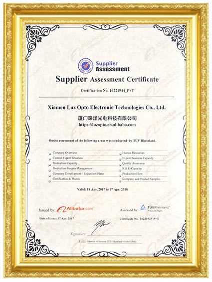 Xiamen Luz Opto Electronic Technologies Co., Ltd. Certifications