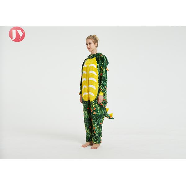 Wholesale Polyester Fluffy Flannel Fleece green African dinosaur Kigurumi onesie pajamas