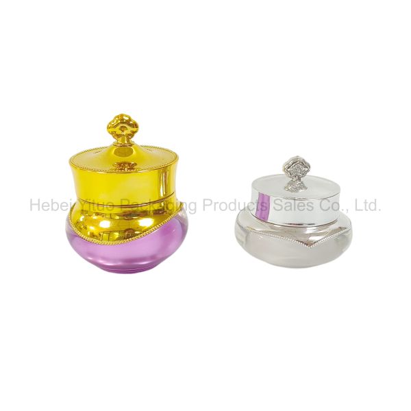 Bright Colors Cosmetic Cream Jar with Electroplating and Hot Stamping for Customized Logo Luxury Packaging